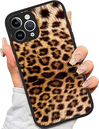 Compatible for iPhone 11 Case, Aesthetic Leopard Girl Print Art Thin Soft Black TPU +Tempered Mirror Protective Case for iPhone 11, Camouflage, RUI-93A-X