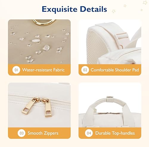 Miniatura 4 de mommore Mochila para pañales con correa cruzada, Beige, Mochilas Tote