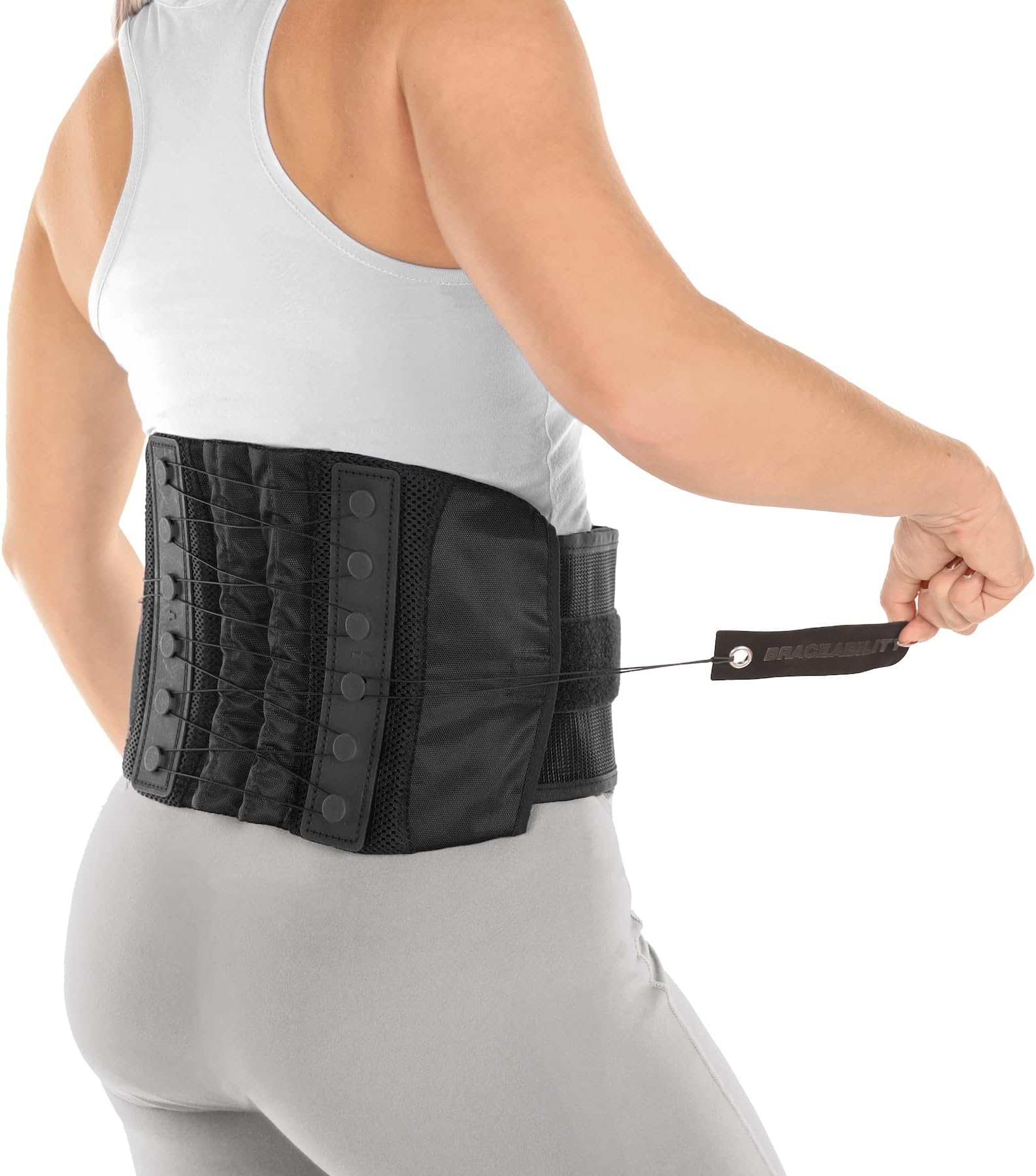 BraceAbility Lower Back & Spine Pain Brace | Adjustable Corset Support for Lumbar Strain, Arthritis, Spinal Stenosis and Herniated Discs (One Size - Fits Men & Women with 28" - 60" Waist)