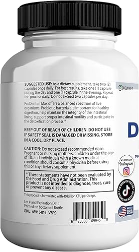 Miniatura 5 de Suplemento probiótico Dentipure Max, 40 mil millones de UFC, 60 cápsulas, apoya los dientes y la salud digestiva (1)