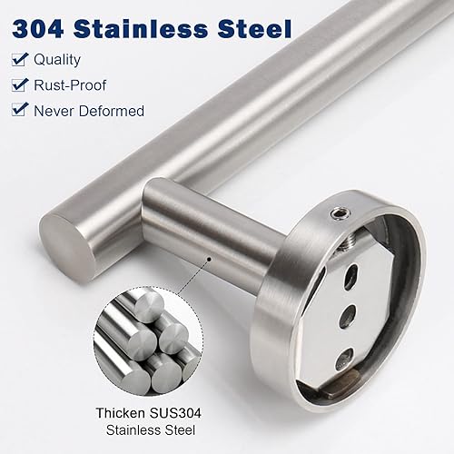 Miniatura 10 de NearMoon Toallero de manotoallero, barra de toalla de mano gruesa de acero inoxidable para baño, toallero montado en la pared a prueba de óxido,
