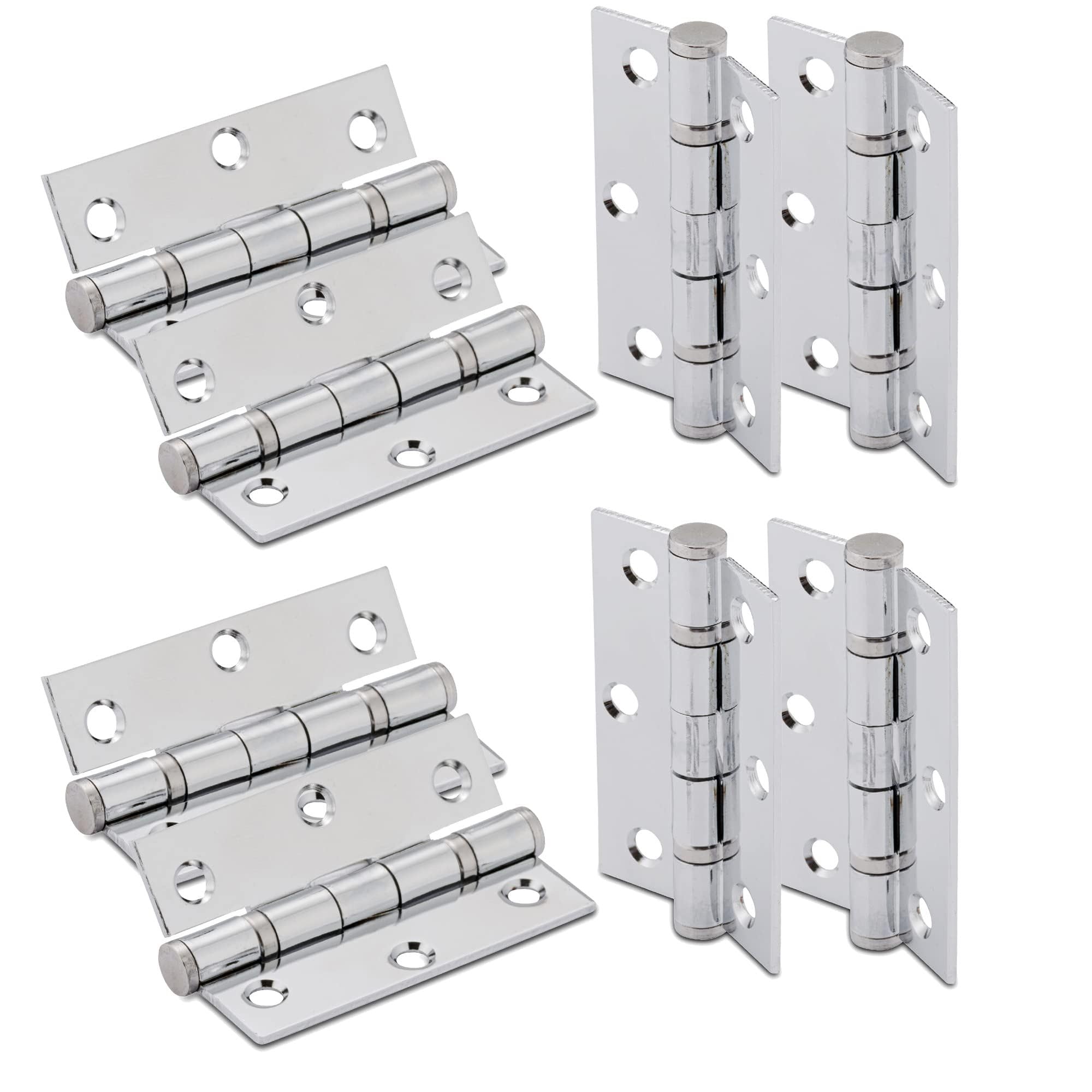 Xfort Polished Chrome 3 Inch (75Mm) Ball Bearing Door Hinges In Internal Door Hinges For Wooden Doors - 8 Pack