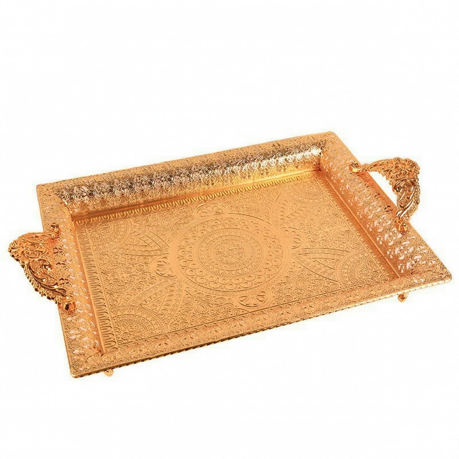 TISHITA Bandeja Rectangular Elegante, Oro