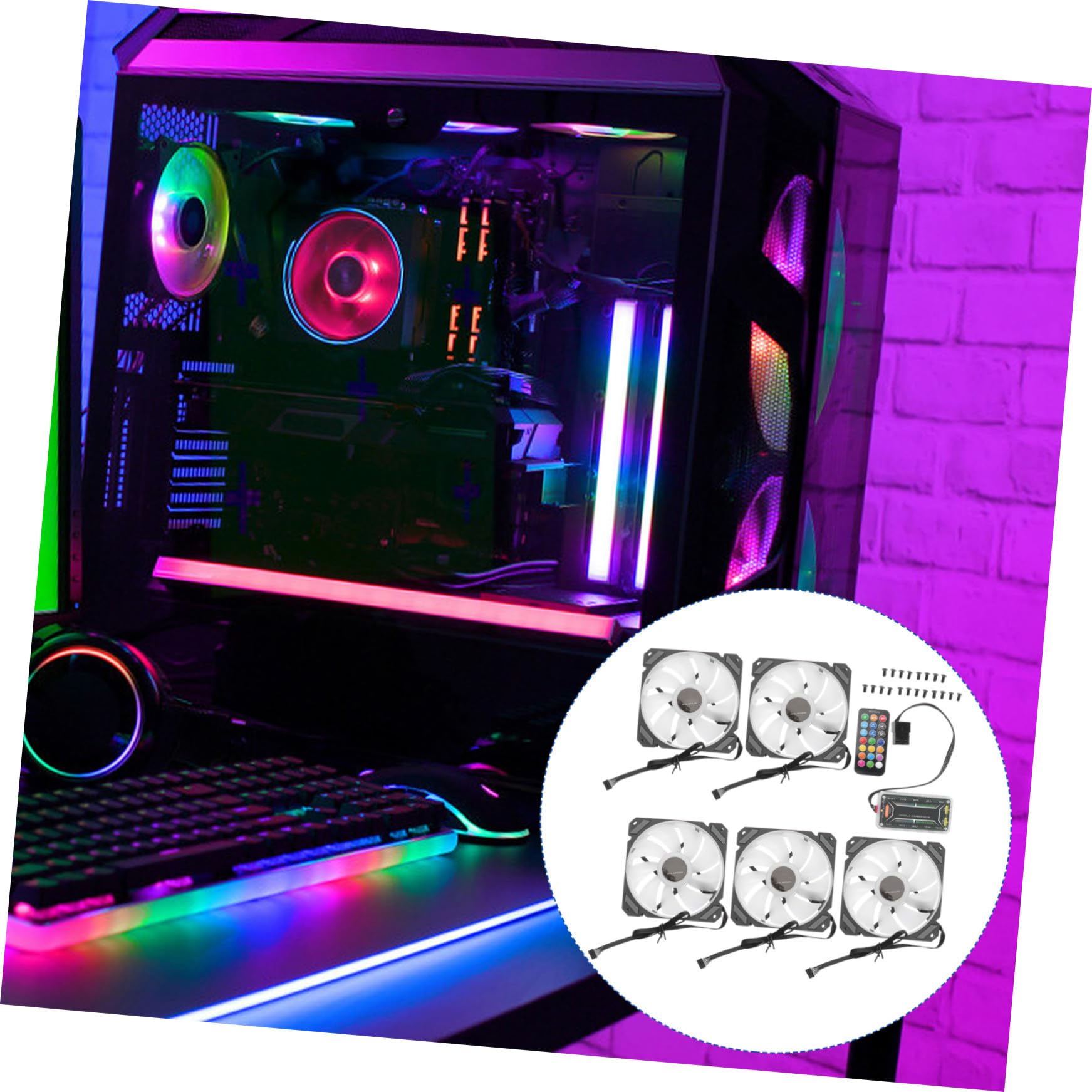 VICASKY Ventilador de Refrigeración LED Rgb de 12cm para Sistema de Refrigeración de PC con Controlador Estándar y Luces Rgb, Adecuado para Gaming y Decoracion Verano