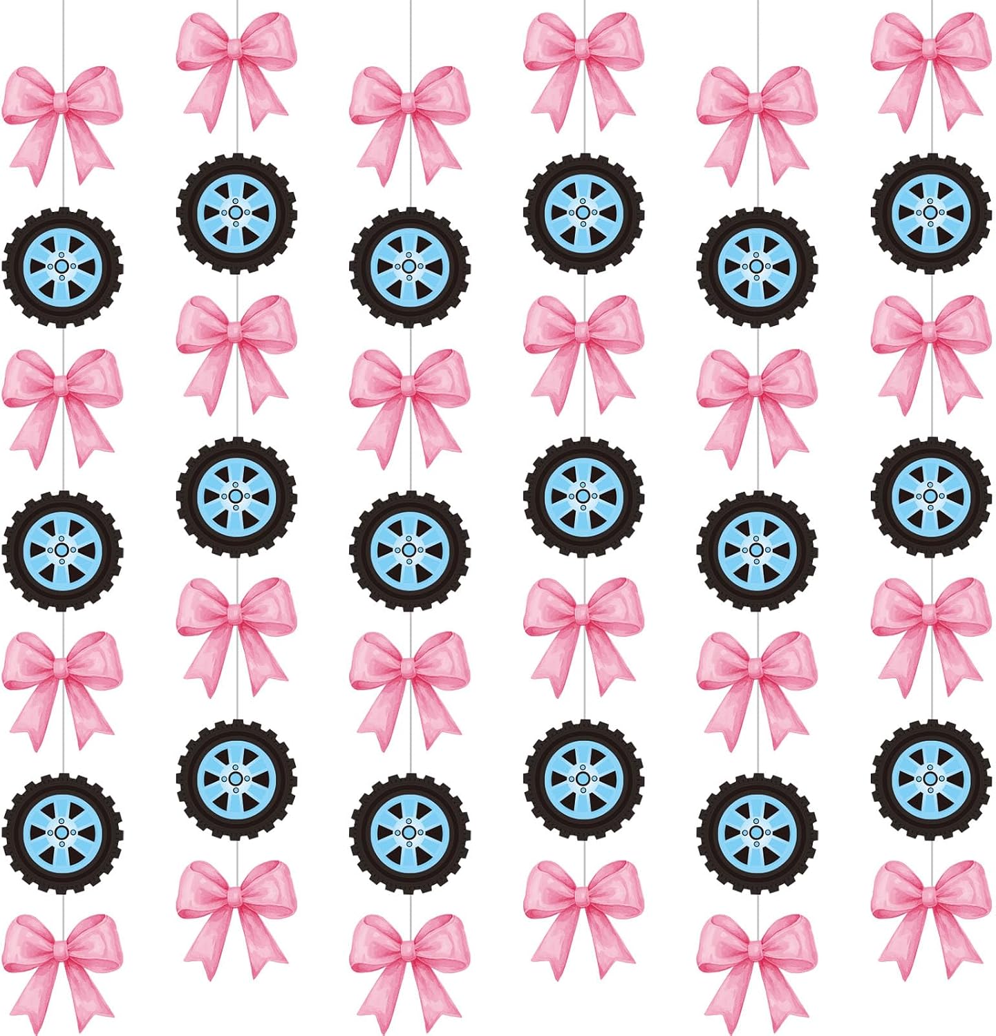 Pajean 8 Packs Burnouts or Bows Gender Reveal Garlands, Wheel