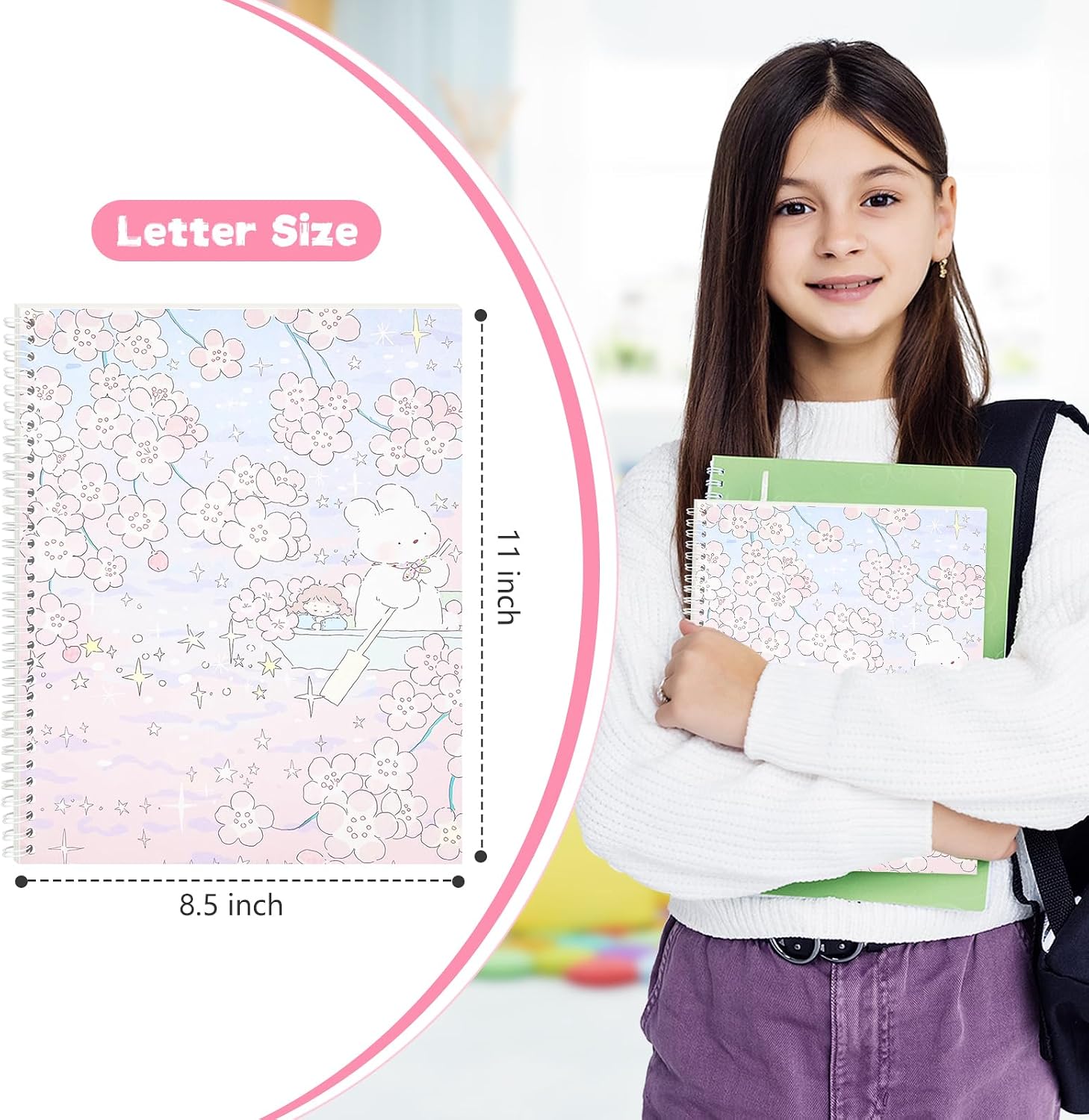 YUATCYA Large Sticker Collecting Book Storage Album 8.5 x 11 Inch Reusable Stickers Organizer Collection Notebook with 40 Sheets Blank Release Paper Letter Size (Cherry Blossoms)