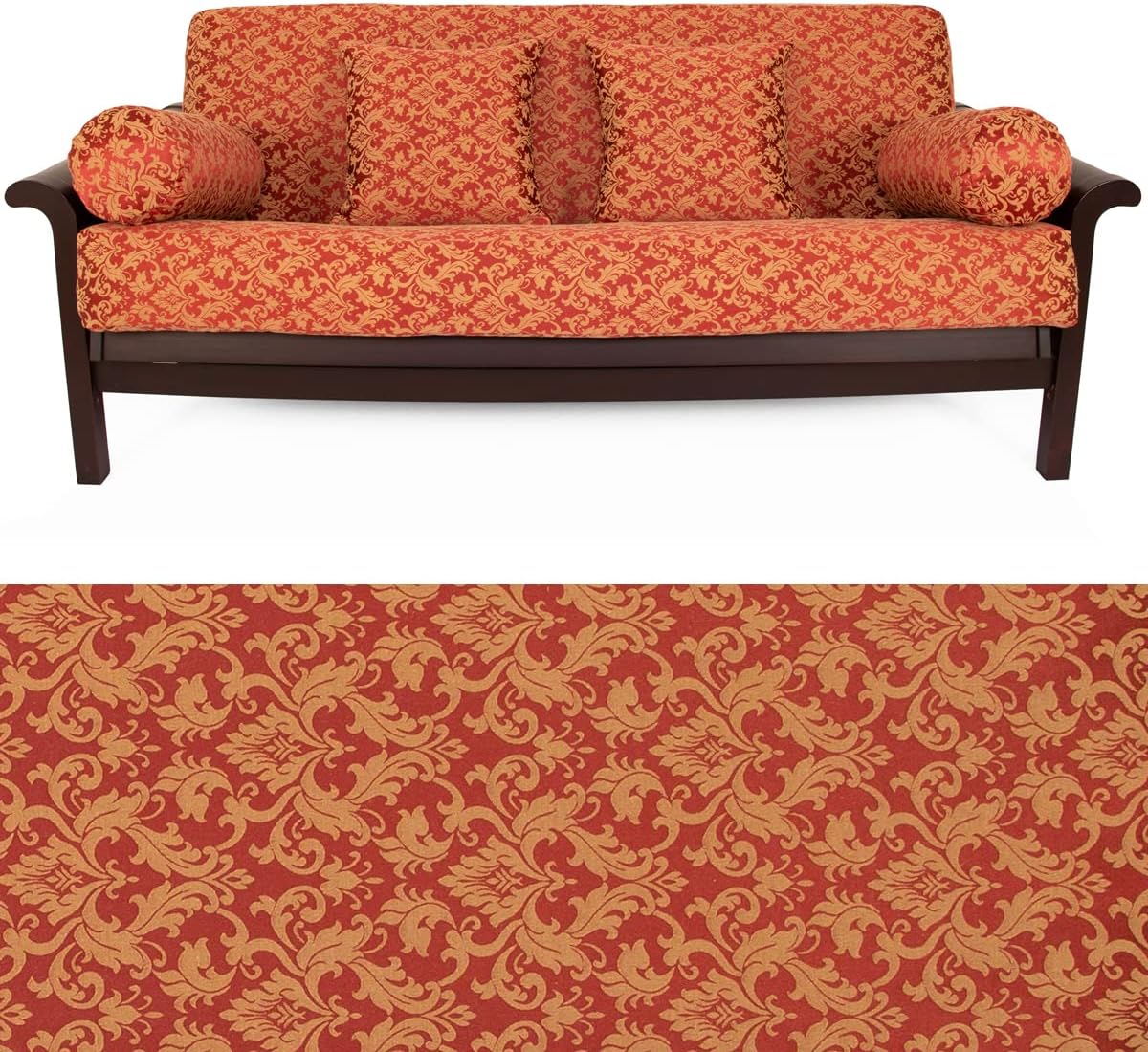 SlipcoverShop Brisbane Russet Futon Cover 348 Queen 5pc Pillow Set