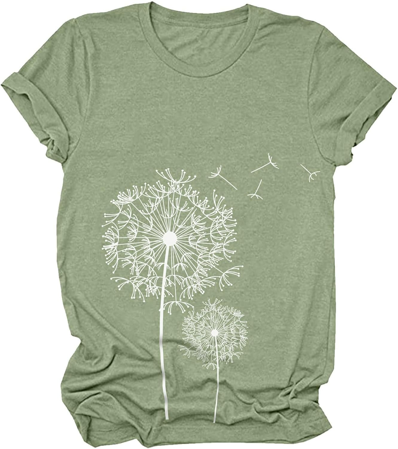 T-Shirts for Women,Dandelion Shirt Round Neck T-Shirts Loose Blouse Tops Girl Graphic Casual Tees - Image 3
