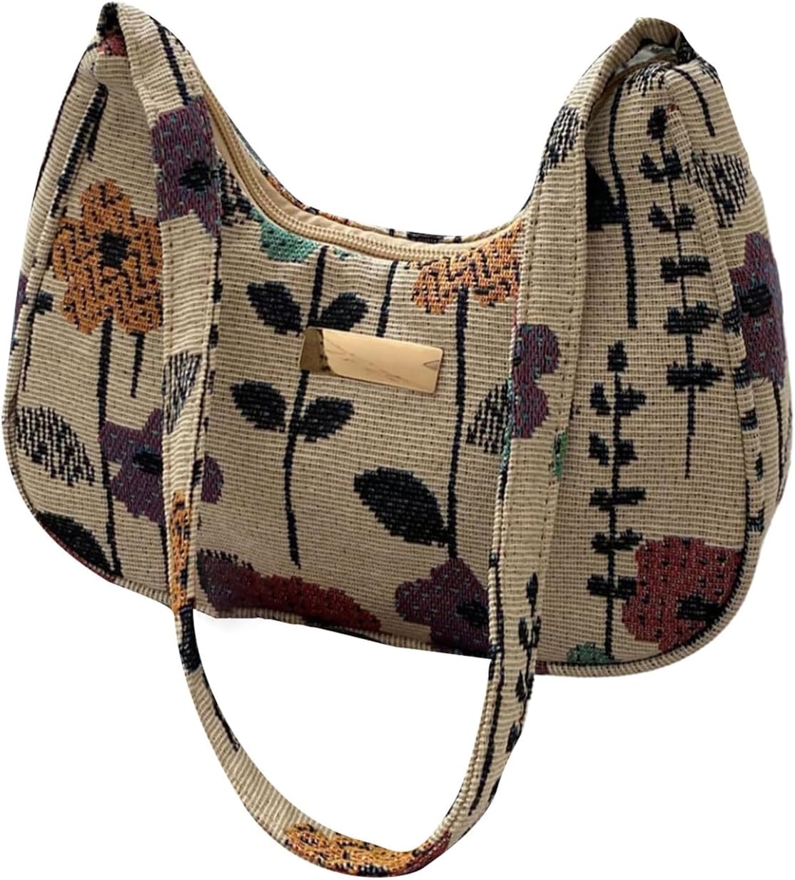 GORGLITTER Women's Floral Embroidered Top Handle Shoulder Bag - Boho Underarm Purse for Shopping & Travel