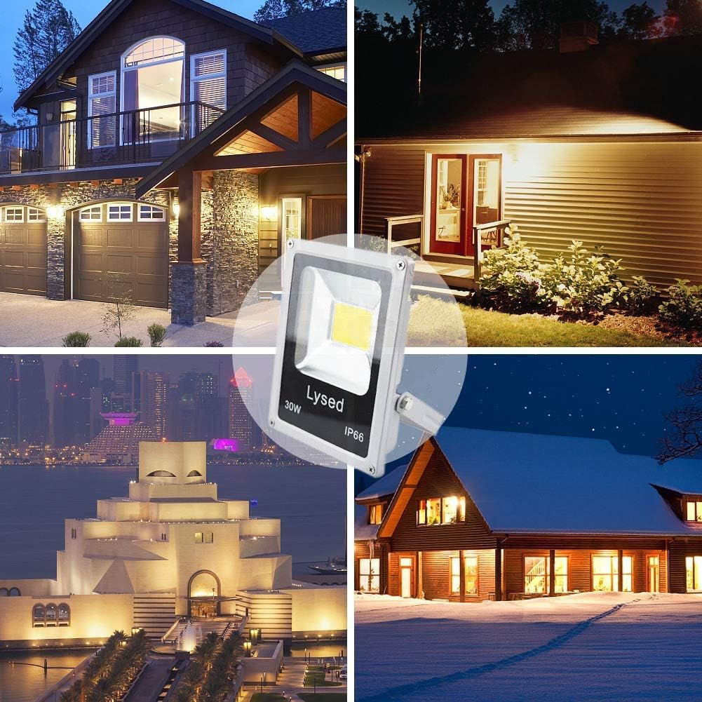 12 Volt Flood Light Bowfishing Lights 30W Low Voltage Flood Lights Outdoor IP66 Waterproof (Warm Light 2Pack)