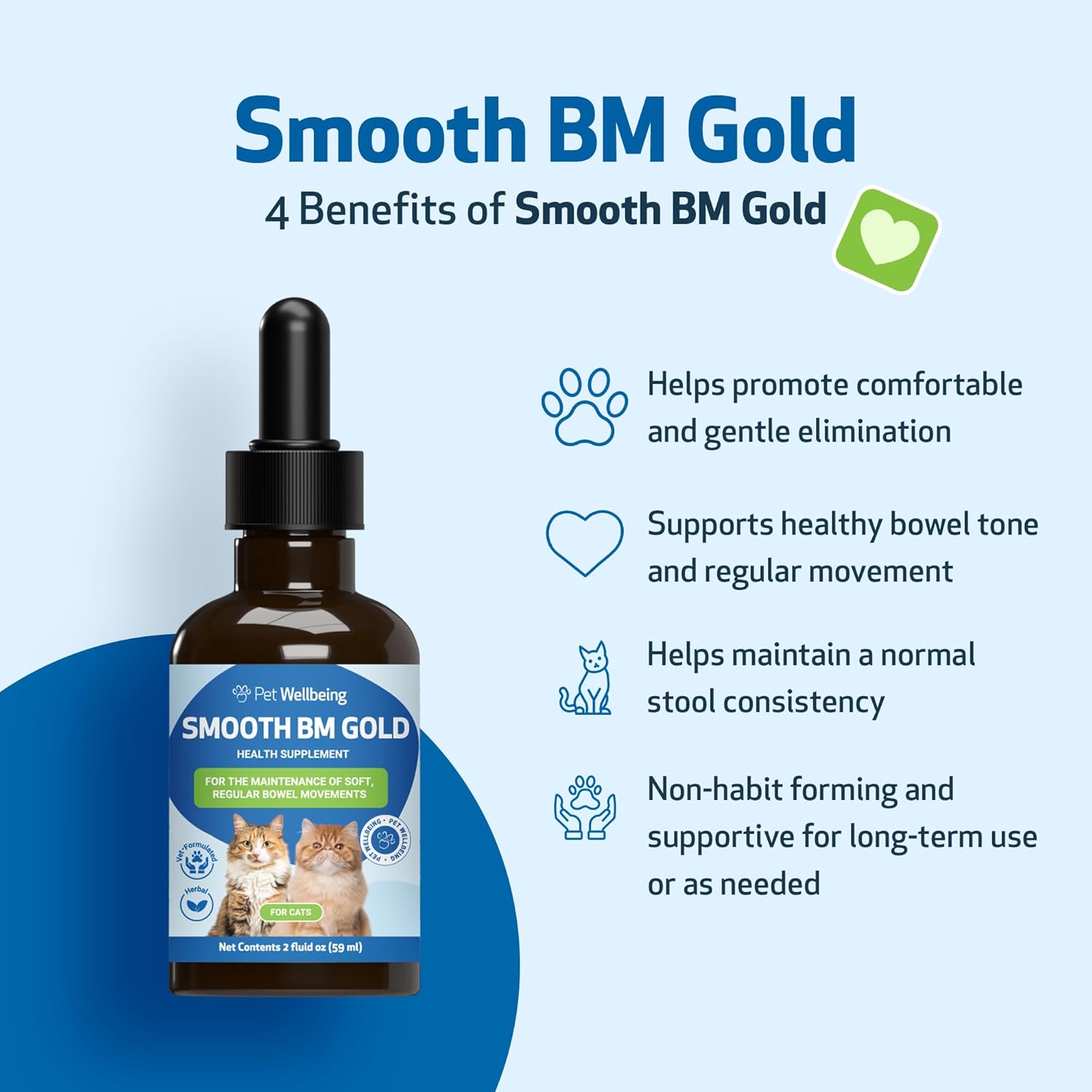 Pet Wellbeing Smooth BM Gold for Cats - Gentle Constipation Relief for Felines - Natural Herbal Supplement 2 oz (59 ml) - Image 4