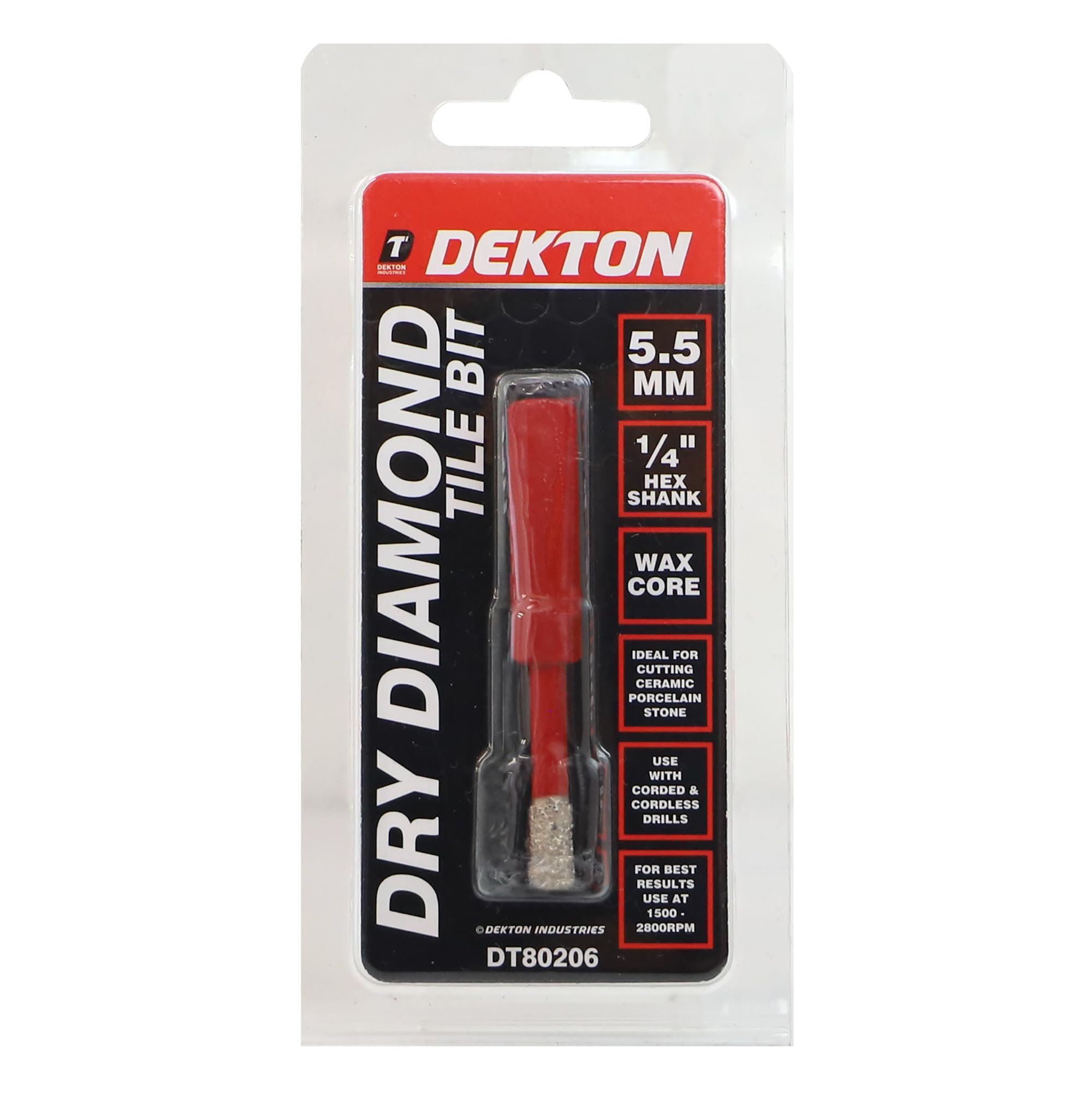 Dekton Brazed Diamond Hole Drill 5.5mm-Wax Core Design Provides Self-cooling And Self-lubrication - Image 2