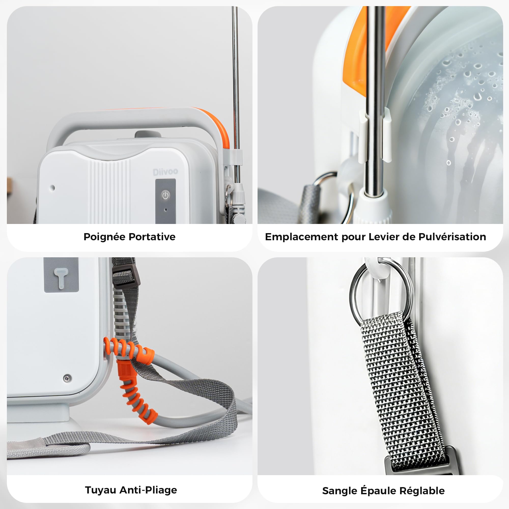 Diivoo Pulvérisateur Électrique 5L, Buse Réglable (Brouillard/Jet), Réservoir Graduel, Sangle Réglable,Batterie Rechargeable 2000mAh, Pulvérisateur à Pression Portable pour Plantes et Jardin Extérieur
