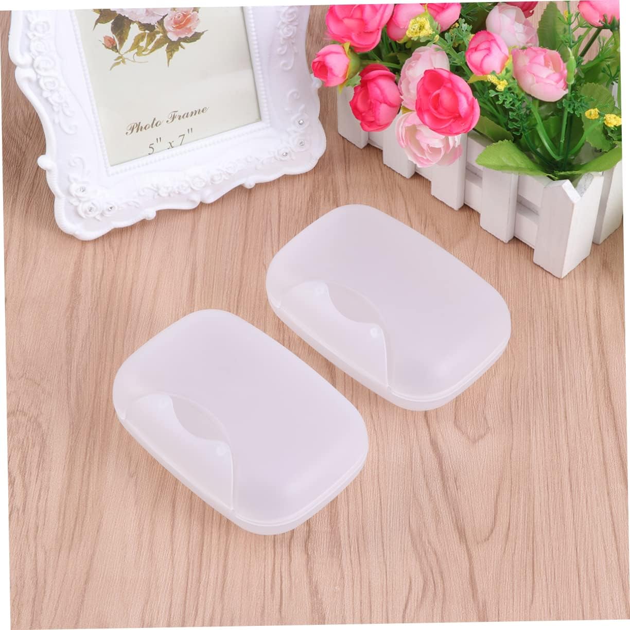DECHOUS 2pcs Creative Portable Soap Dish Container Leakproof Sealed Soap Holder for Travel Hiking and Camping Large White