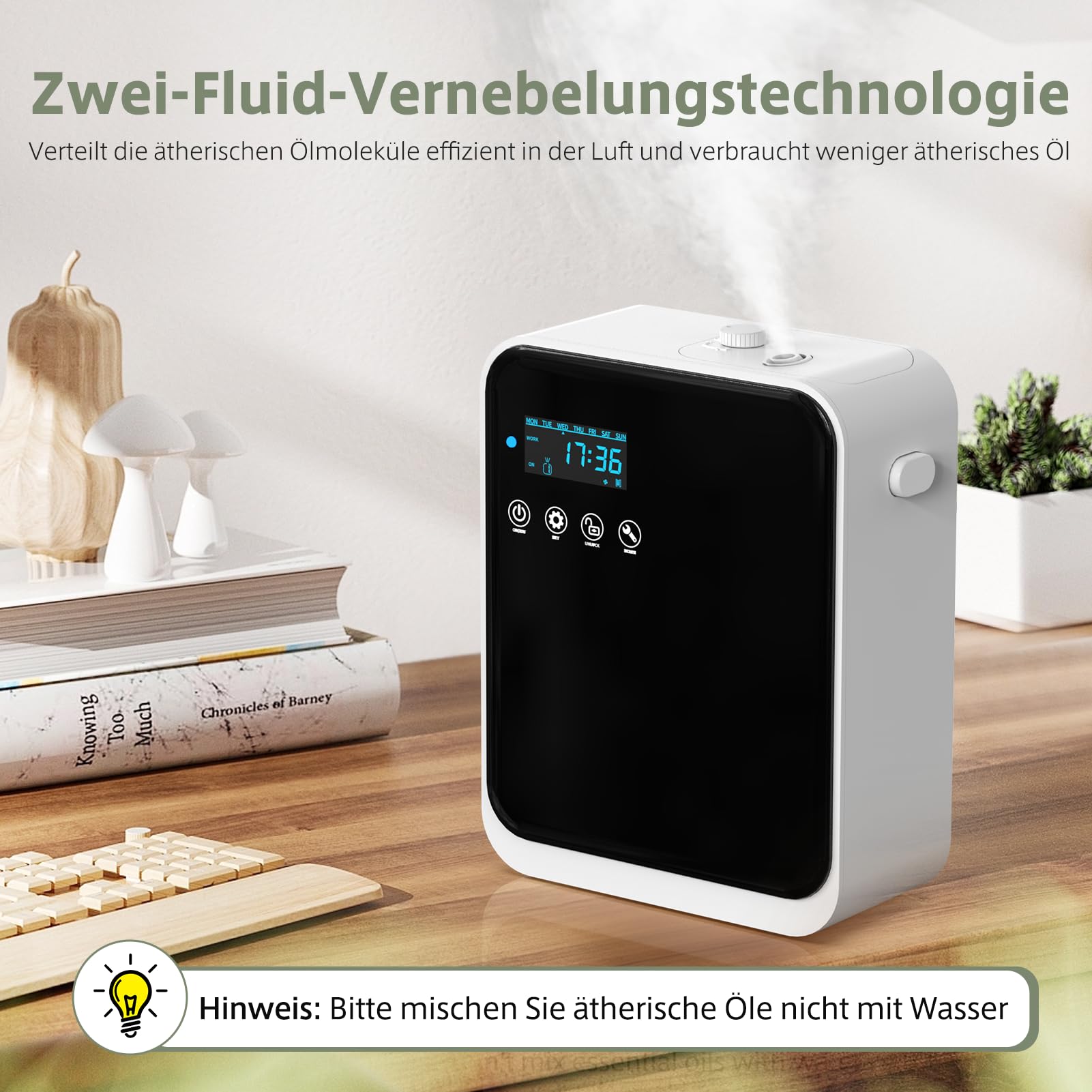 Difusor de aroma para aceites aromáticos, HOTOIQ Smart Scent Air Machine con tecnología de niebla para el hogar, difusor de aromaterapia Bluetooth, adecuado para vestíbulo de hotel, pasillo (negro)