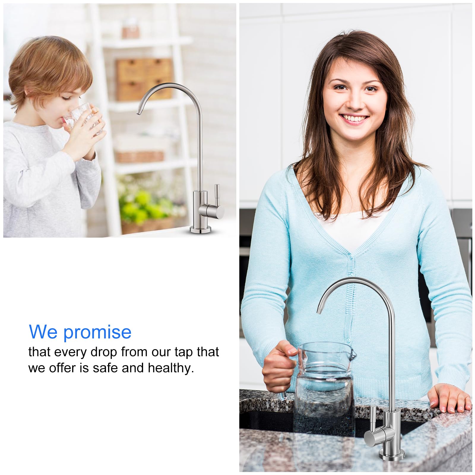KEOKBON 304 Stainless Steel Drinking Water Tap, 100% Lead-Free RO Filter Faucet - Image 2