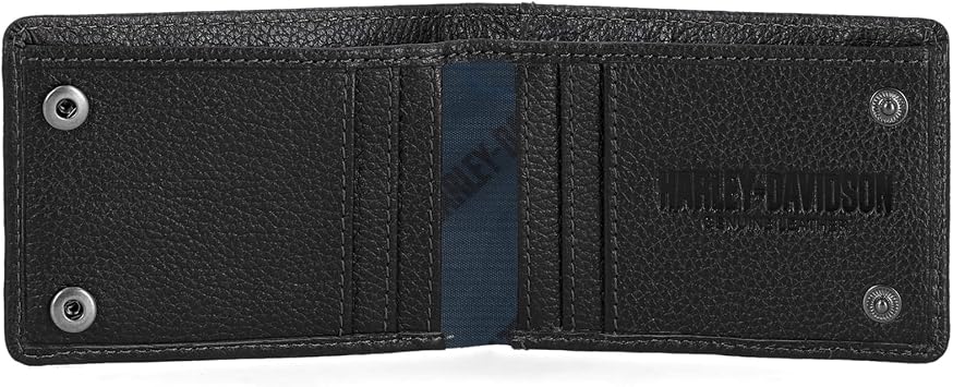 Harley-Davidson Men's Genuine Leather Rfid Blocking Billfold Slim Front Pocket Wallet