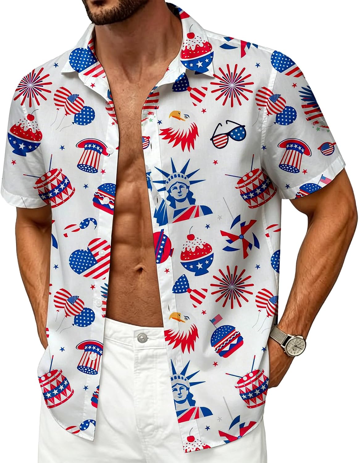 Hawaiian Shirt for Men Short Sleeve Button Down Tropical Holiday Beach Aloha Shirt