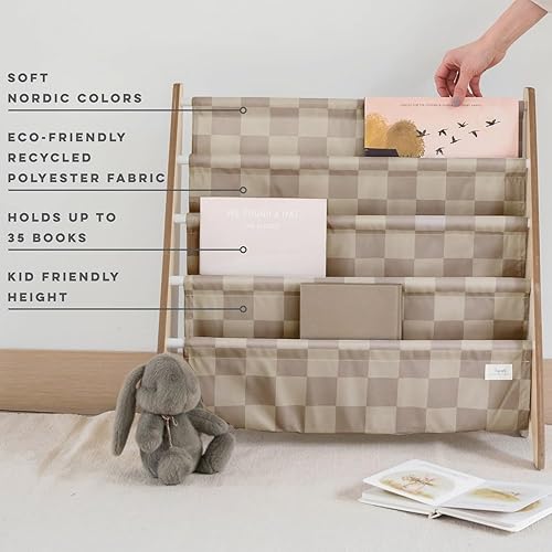 Miniatura 13 de 3 Sprouts Estantería de tela reciclada para niños, organizador de libros de 4 niveles, estantería de madera para guardería, sala de juegos, aula,
