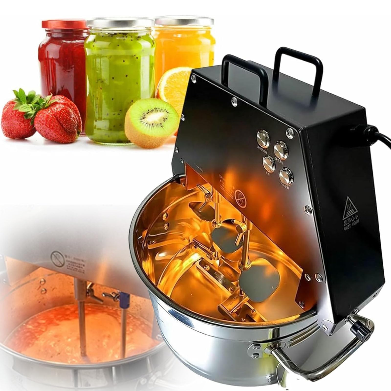 Ylpddmm Multicolor 10L Commercial Electric Food Stirrer Pot,Automatic Pot Stirrer