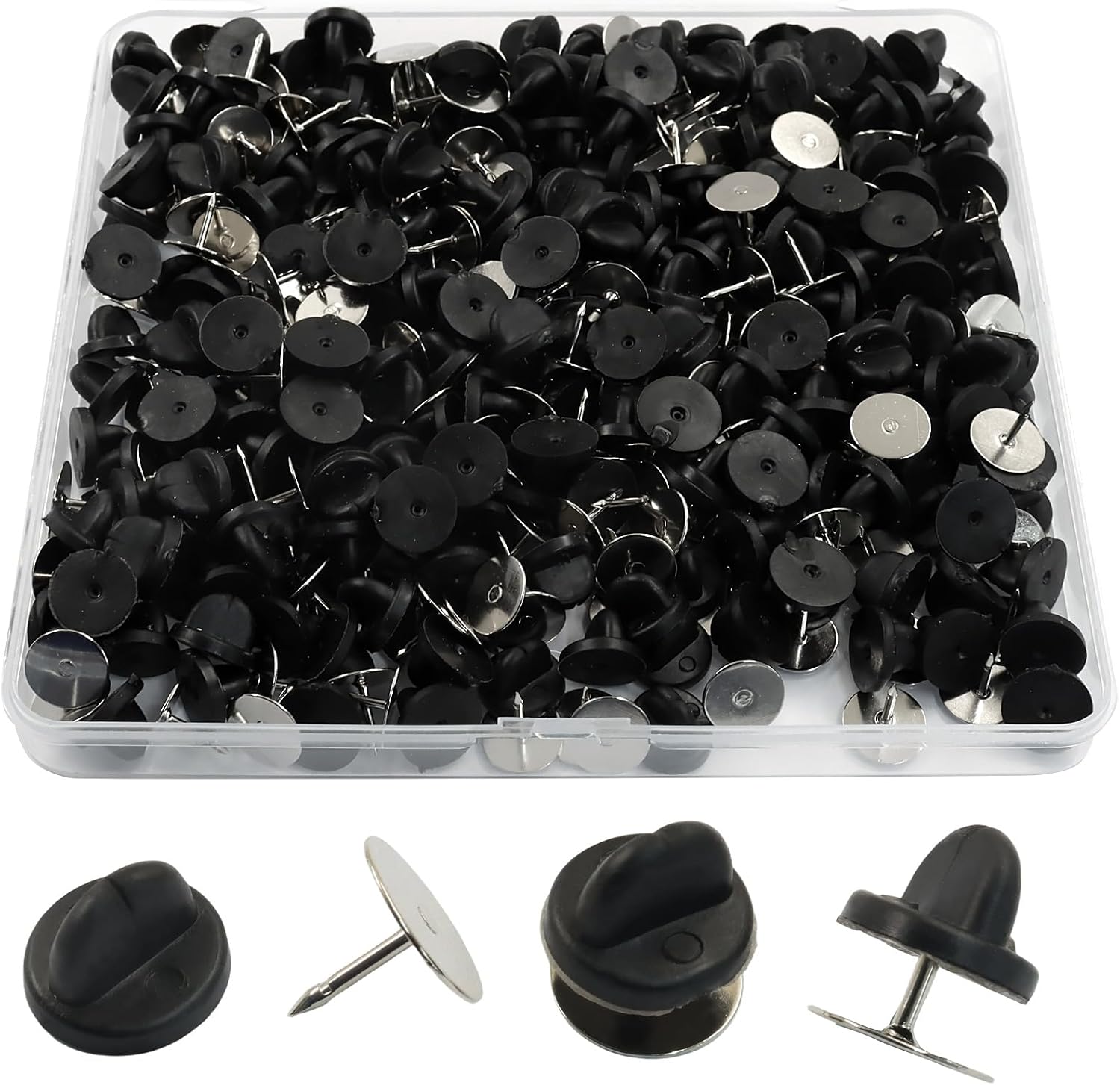Jiozermi 200 Pairs Clear Rubber Pin Backs Set