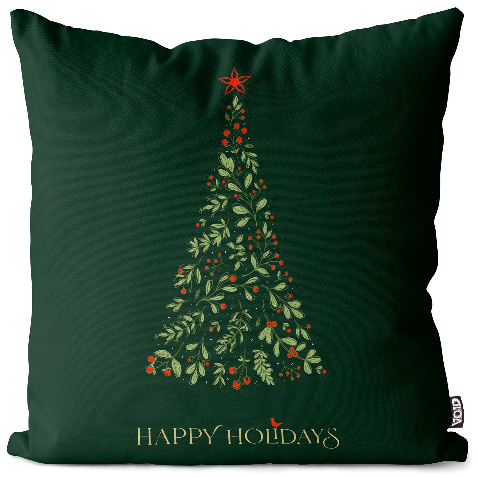 VOID Fêtes Sapin de Noël Housse de coussin en polyester imperméable pour l'extérieur et l'intérieur Dimensions du coussin : 60 x 60 cm