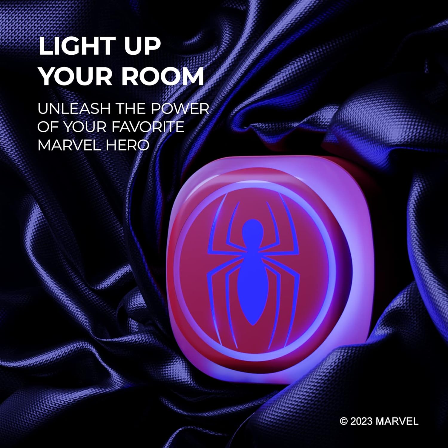 iJoy Marvel Spiderman Night Light with Touch LED and USB Charging Port- Spider Man Stuff/Spider-Man Gifts for Boys and Fans of Marvel- Foldable Plug and Build in USB Phone Charger- Spiderman décor