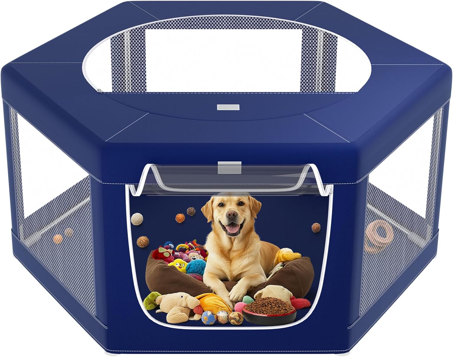 Hexagonal Dog playpen, 45Inch Soft Puppy Playpen with 600D Oxford Fabric, Stable Structure with Thickend Stainless Steel Tubes, 25.6 Inch Height Pet Playpen for Small and Medium Dogs, Animals