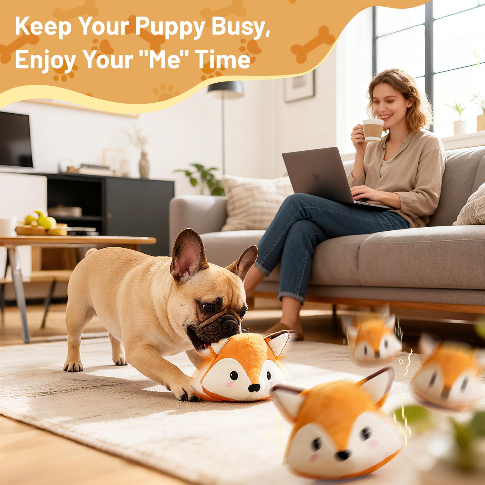 Interactive Fox Puppy Toy for Anxiety & Boredom Relief - Automatic Self-Moving, Bouncing & Vibrating with Sound for Mental Stimulation | Rechargeable & Chew-Resistant for All Breed Sizes - image 6