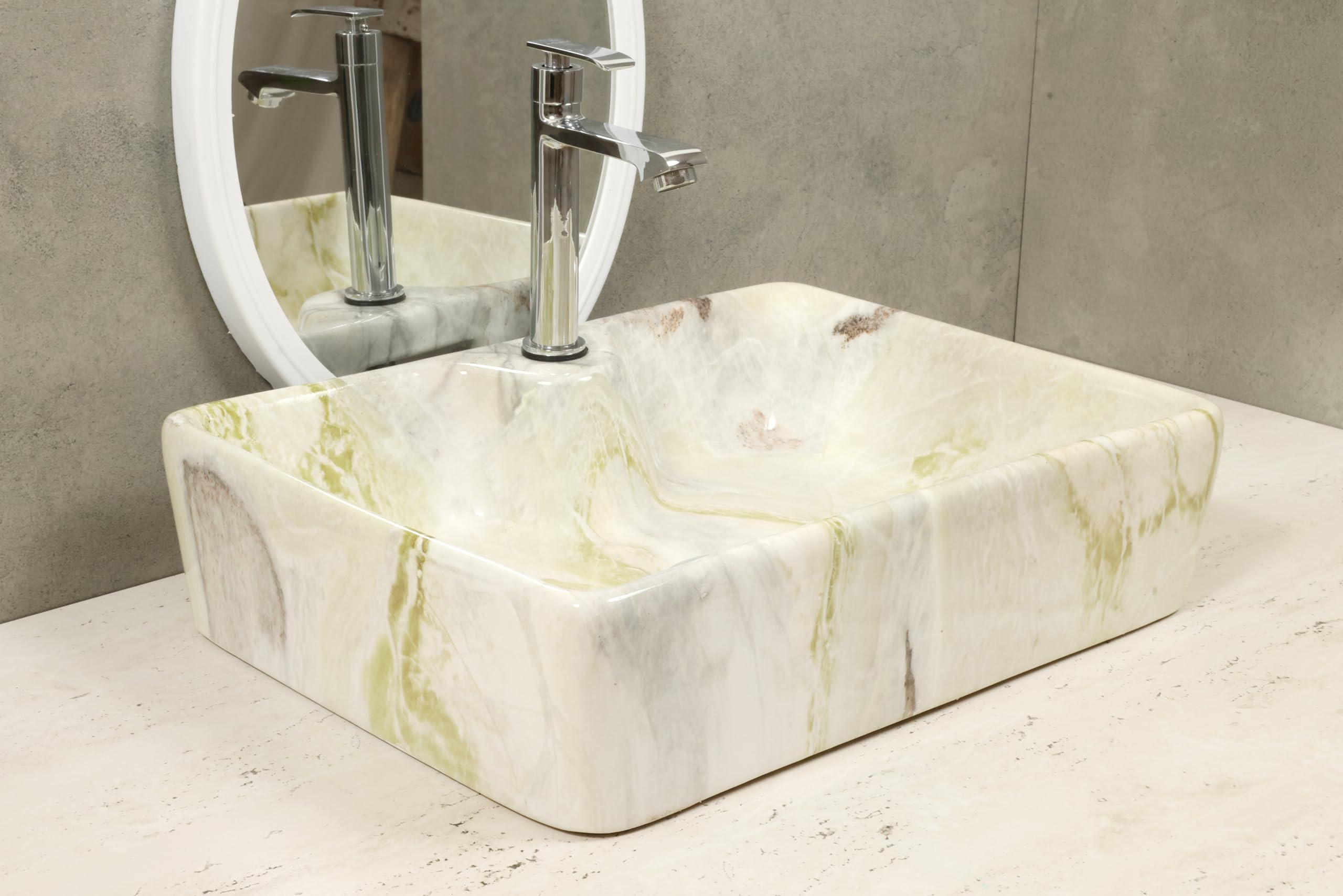 HISRE Ceramic Table Top Vessel Sink Wash Basin Oval Shape Over Counter Wash Basin For Bathrooms & Living Room 19 X 14 X 5 Inch (Style - 2) 1104, photo 2 of 4