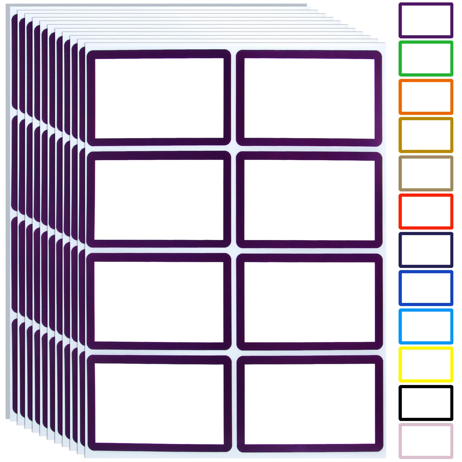 Name Tag Stickers,15 Colors Available,200pcs Name Tag Labels,3.5" x 2.25" Name Badges Name Tags Label for School,Party,Training,Clothing(Dark Purple)