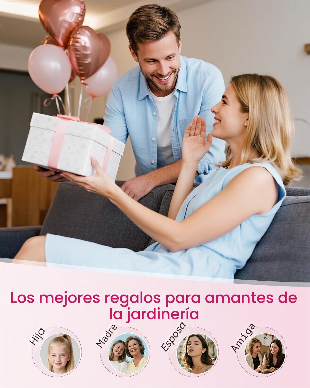 MYMULIKE Kit jardineria,26 Piezas de Herramientas de jardín con Estilo Floral, Incluye Guantes,Tijeras de podar de Mano y Bolsa de Almacenamiento, jardineras