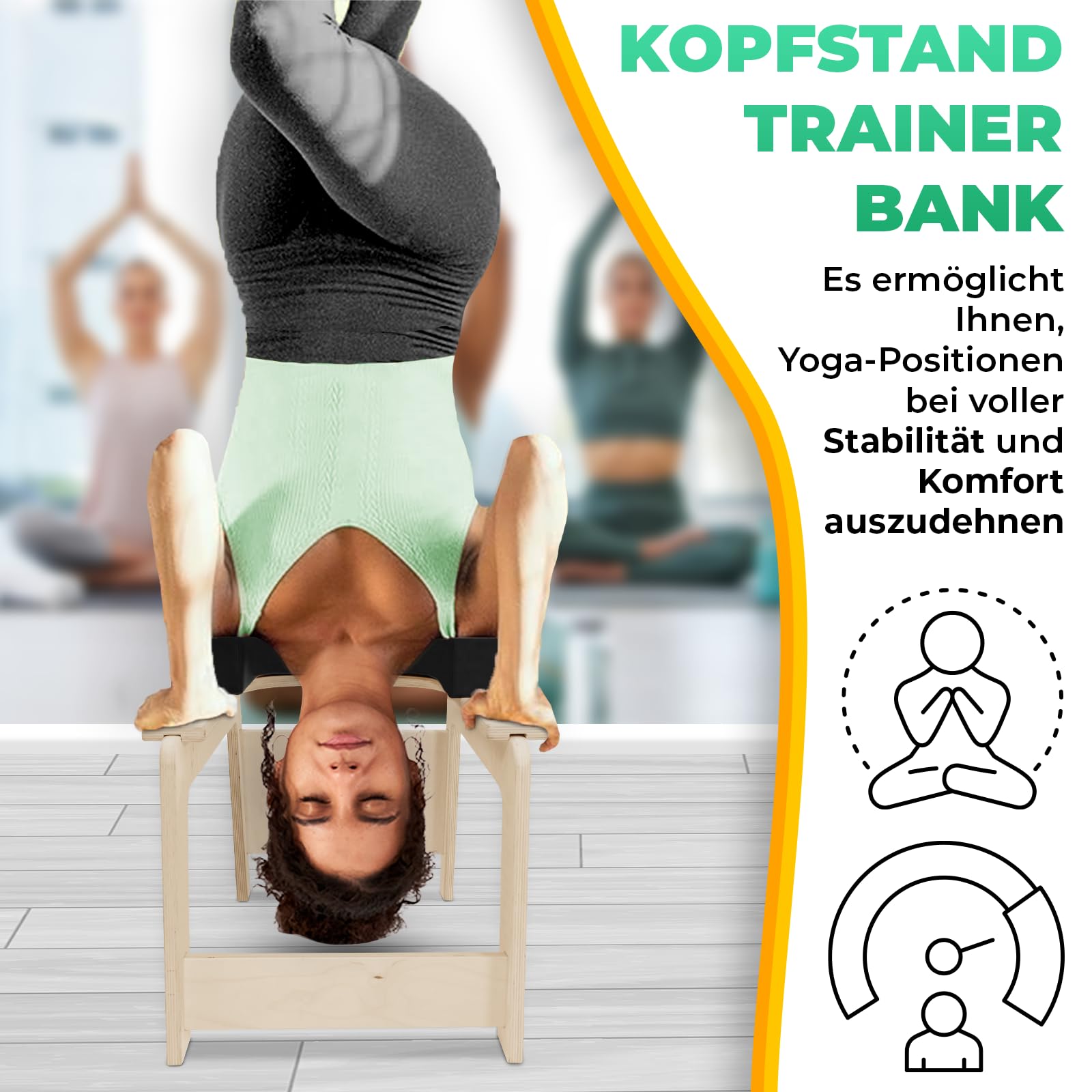 Sedia da yoga e poggiatesta Premium – Made in Europe – per fitness, meditazione e relax