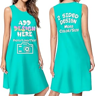 Custom Dress for Women Personalized Image Logo Text Customized Casual Sun Dresses Personalized Sleeveless Sundress - Buy now