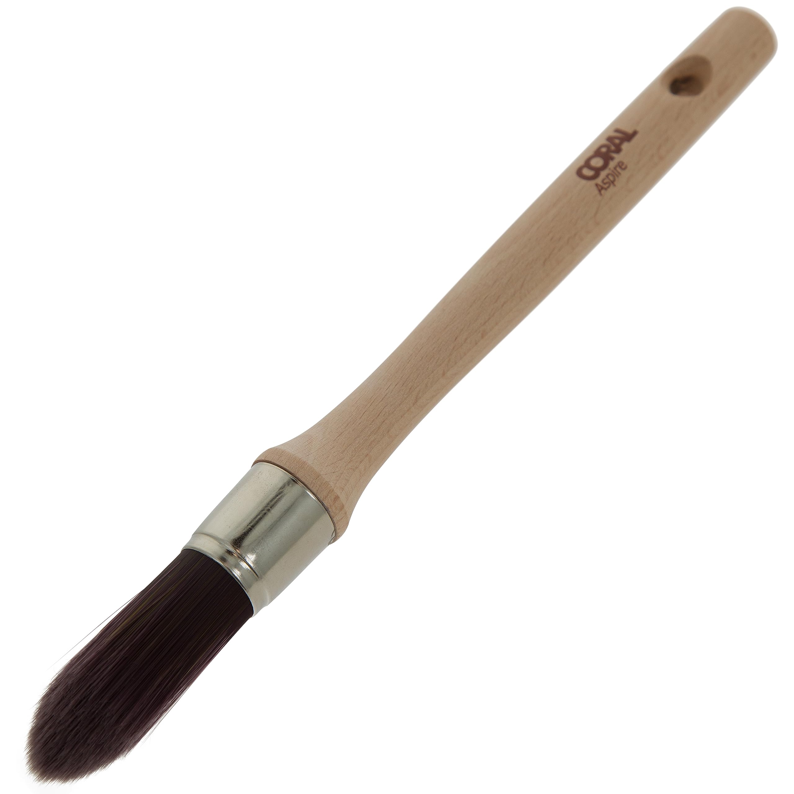 Coral 33713 Aspire 21MM Round Sash Paint Brush Professional Firm Pointed Profile for Fast Accurate Detail Cutting-In Ultra-Smooth Finish with Trade Emulsion or Gloss FSC Wood Handle