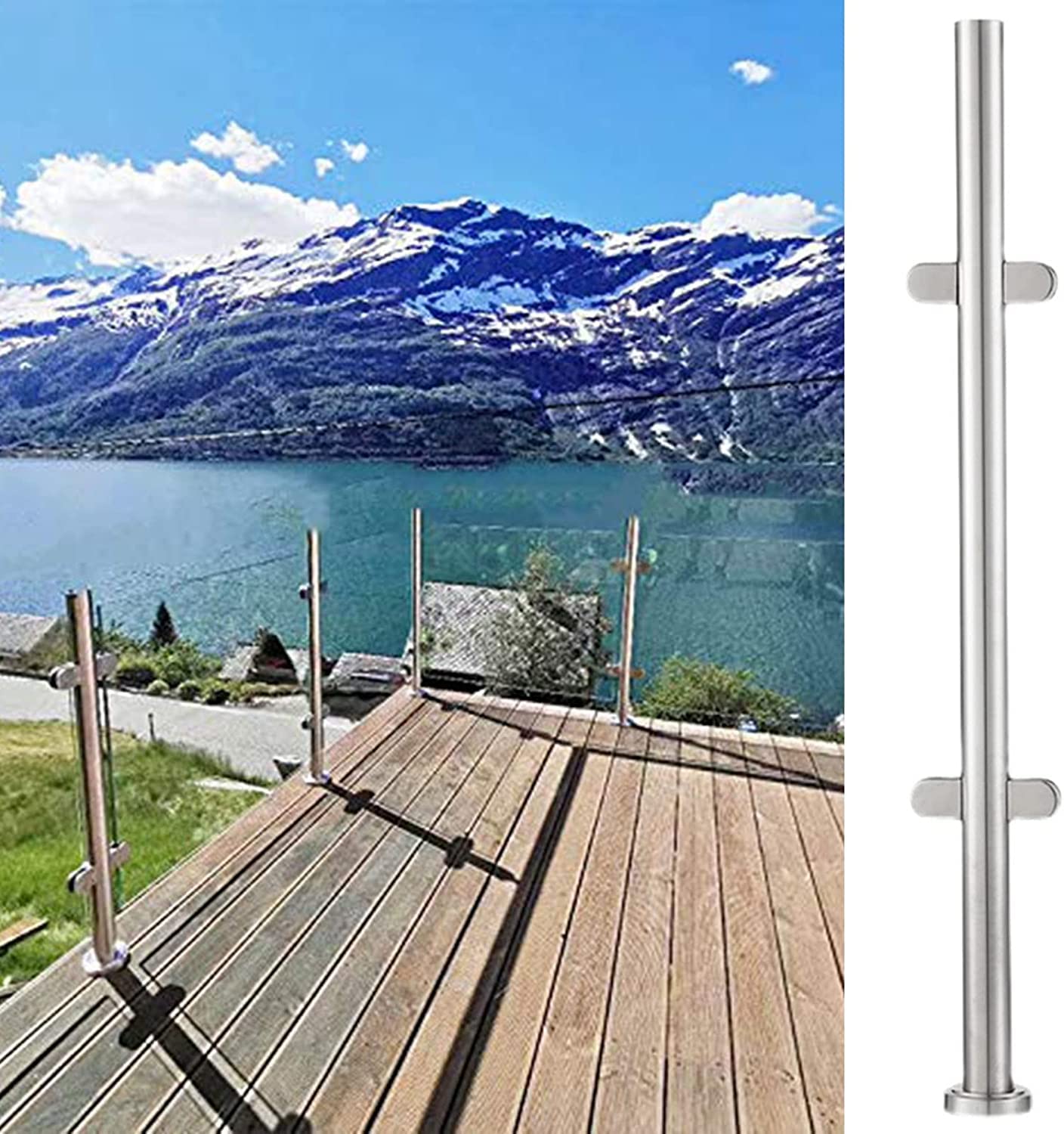 Poteau de garde-corps en verre avec pince de serrage intégrée pour pont et escalier