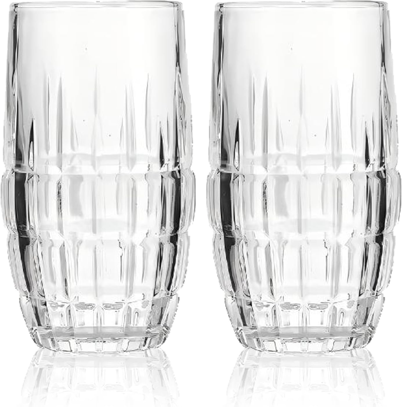 Glassware Set of 4-14oz Kitchen Water Glasses for Everyday Vintage Highball Glasses for Wedding Party - Baroque Style