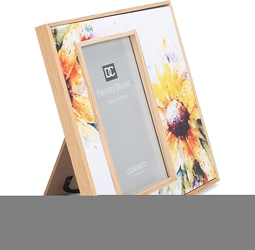 Miniatura 4 de DEMDACO Dean Crouser - Arte de pared con flores amarillas de girasol para fotos de 4 x 6 pulgadas en marco de madera y lienzo de 8.75 x 7.75 pulgadas
