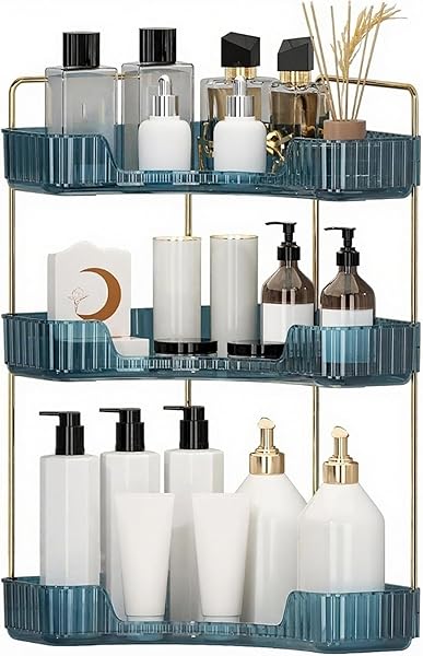 INVSSENE Eck-Badezimmer-Organizer 3 Ebenen blau