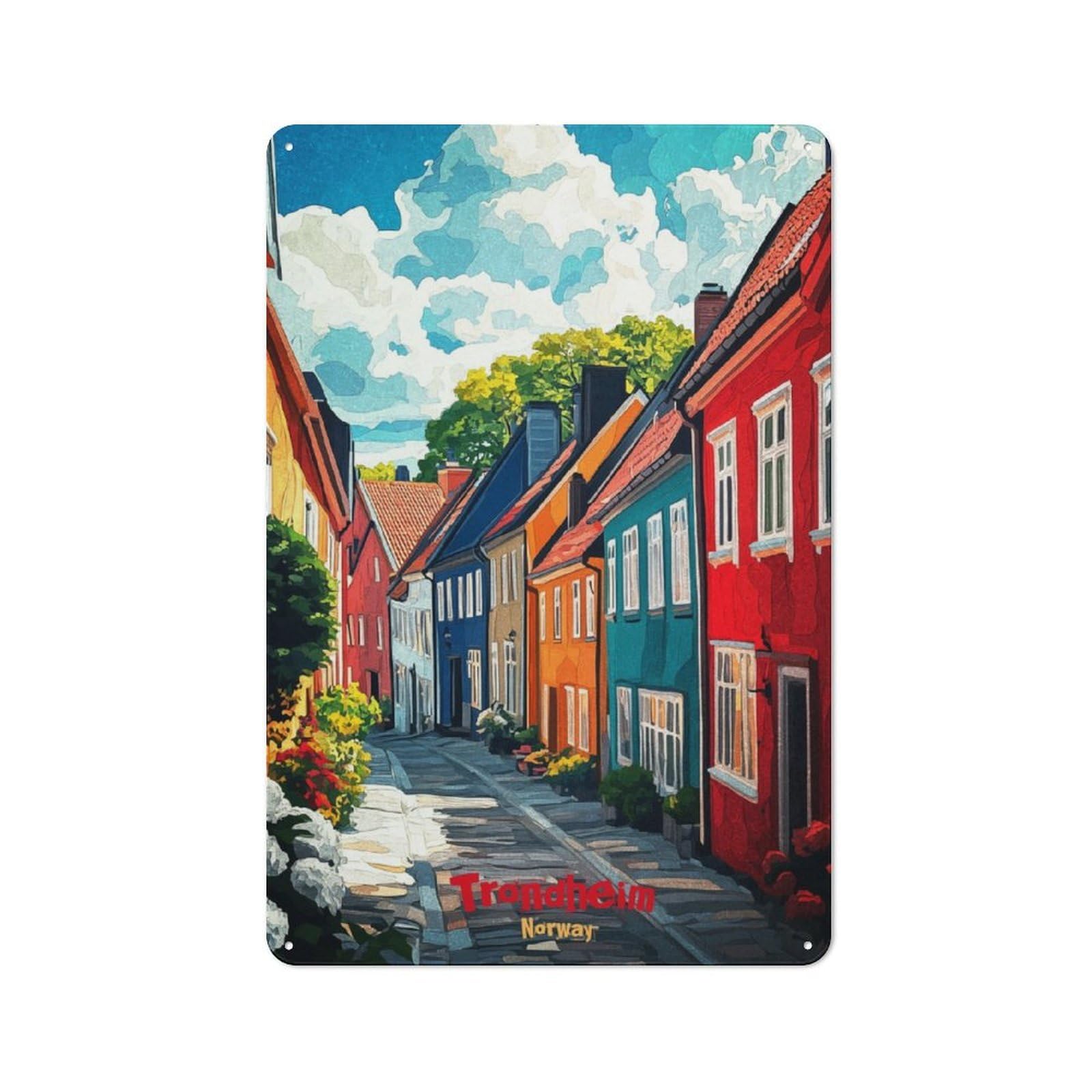 Junmoney Trondheim Art 30X20cm Retro Metal Sign With For Café Or Restaurant, For Collectors Decorating Cafés And Restaurants