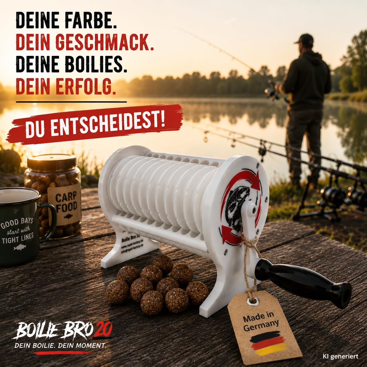 Generisch Boilie Bro Manueller Boilie Roller 20 mm – Boilies schnell & gleichmäßig selber Rollen – Boilie Maker für Karpfenangler – robuste Konstruktion – Karpfen – Made für Hobby & Profi