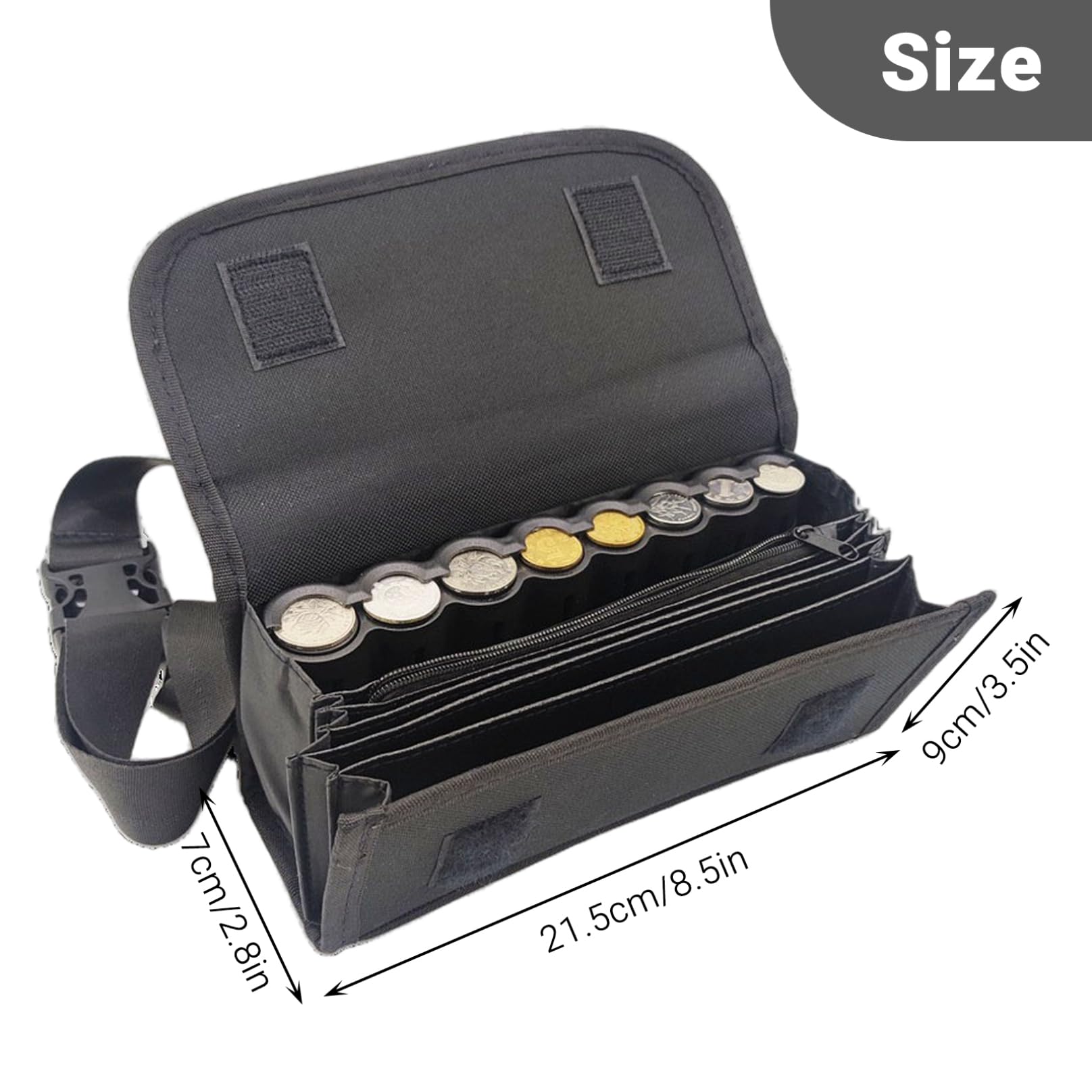 Organiseur de pièces de Monnaie, Sac Banane pour Vendeur Billets et Distributeur pièces Monnaie avec Ceinture réglable pour Serveuse, Serveur, collecteur, Changement Caisse