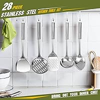 Vista 7 de Stainless Steel Kitchen Utensil Set- Fungun 28 Pcs Cooking Nonstick Cookware Set with Spatula - Best Gadgets Tools Kitchen Accessories