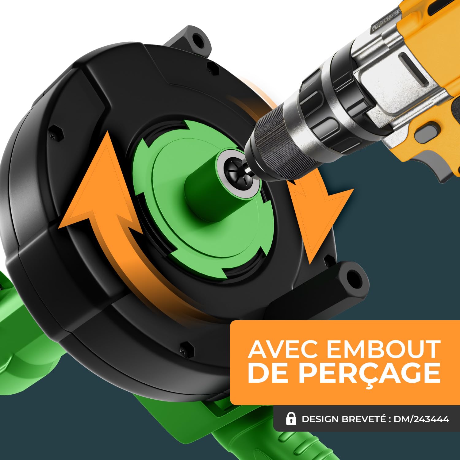 Meisterfaktur Furet Déboucheur Canalisation [7.5m] - Fonction Automatique - Furet Plomberie Idéale avec Poussée Automatique - Spirale de Nettoyage de Tuyaux pour Vrais Bricoleurs !