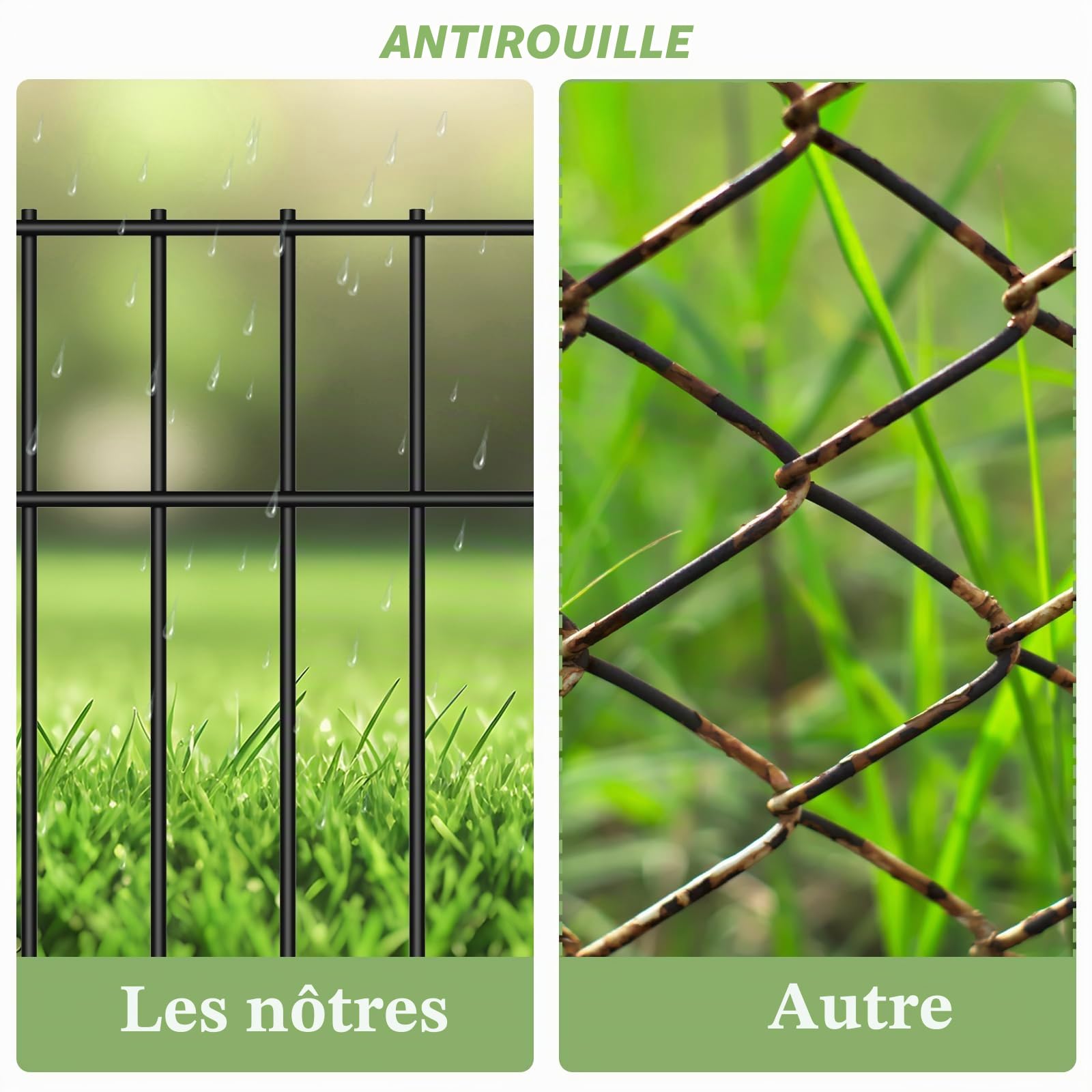 LIANTRAL Lot de 25 clôtures de jardin, Panneau de clôture en métal antirouille, Clôture sans creuser, Clôture de barrière pour animaux de compagnie, Bordure de terrasse, cour et clôture