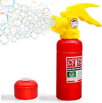 JOYIN Automatic Bubble Maker Fire Extinguisher Bubble Blower Machine with Solution (230 ml) for Kids, Indoor and Outdoor Play, Summer Themed Party and Birthday Gift