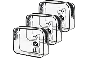 MODENGKONGJIAN Toiletry Travel Clear Bag TSA Approved Black 3-Piece Set