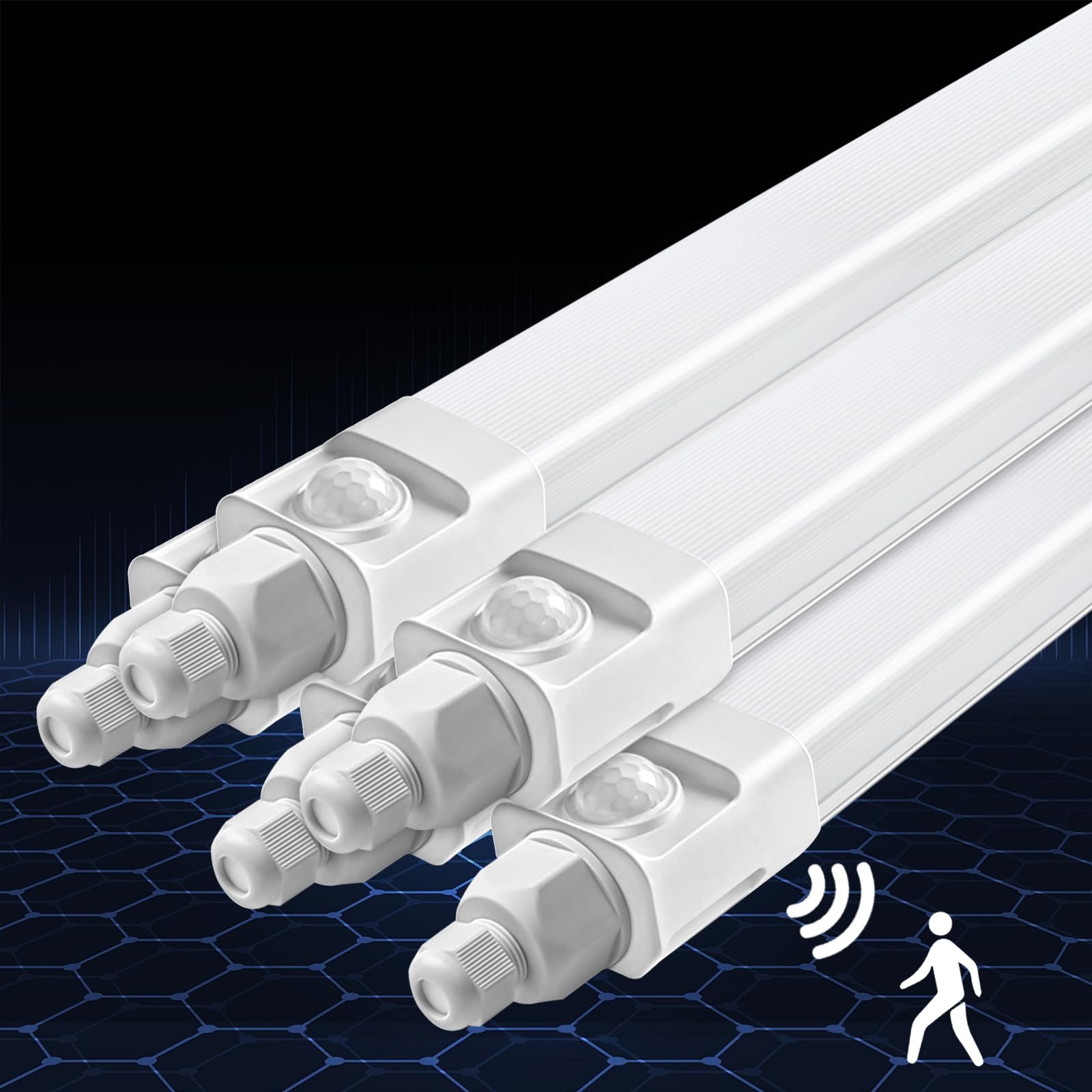 DXLIGHTING LED Feuchtraumleuchte IP65 Kellerlampe, Verknüpfbar Feuchtraumlampe für Büro Keller Werkstatt Garage, 4000K Neutralweiß