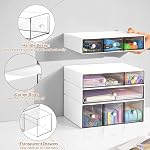 Desk Organizer with 9 Drawers, 4 Tier Plastic Stackable Storage Drawers for Desk Storage, Office Stationary Makeup Organizer Suit for Home, Office and School (White)