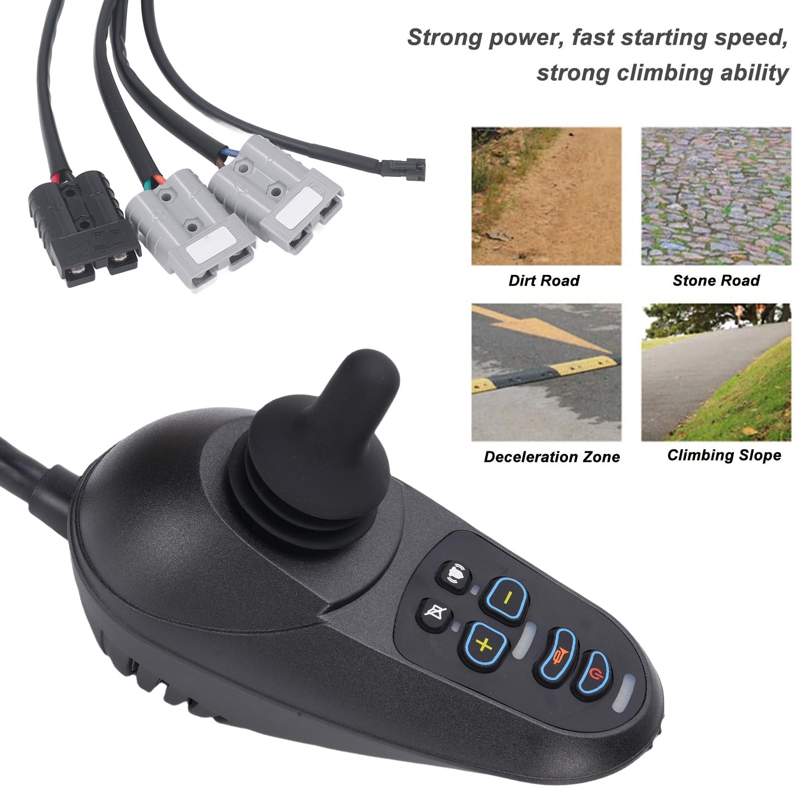 YWBL-WH Controlador de Silla Eléctrica 50A Joystick Universal con Conector de Freno Magnético y Control Remoto para Sillas de Ruedas y Scooters de Movilidad